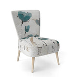 Fields of Turquoise Watercolor Flower II Traditional Accent Chair