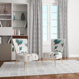 Fields of Turquoise Watercolor Flower II Traditional Accent Chair