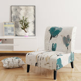 Fields of Turquoise Watercolor Flower II Traditional Accent Chair