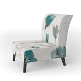 Fields of Turquoise Watercolor Flower II Traditional Accent Chair