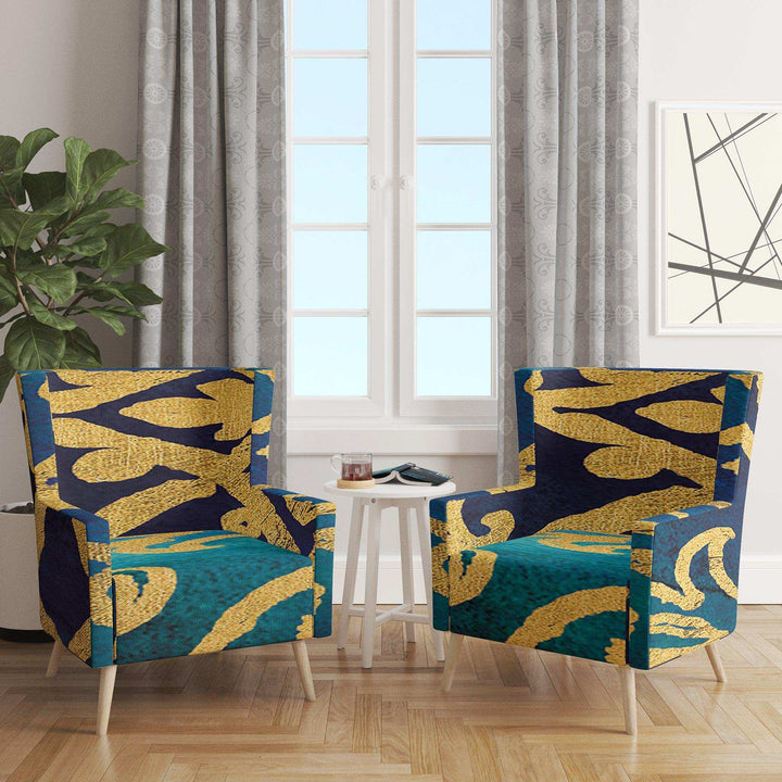 metallic Glam Indigo Form II Transitional Accent Chair