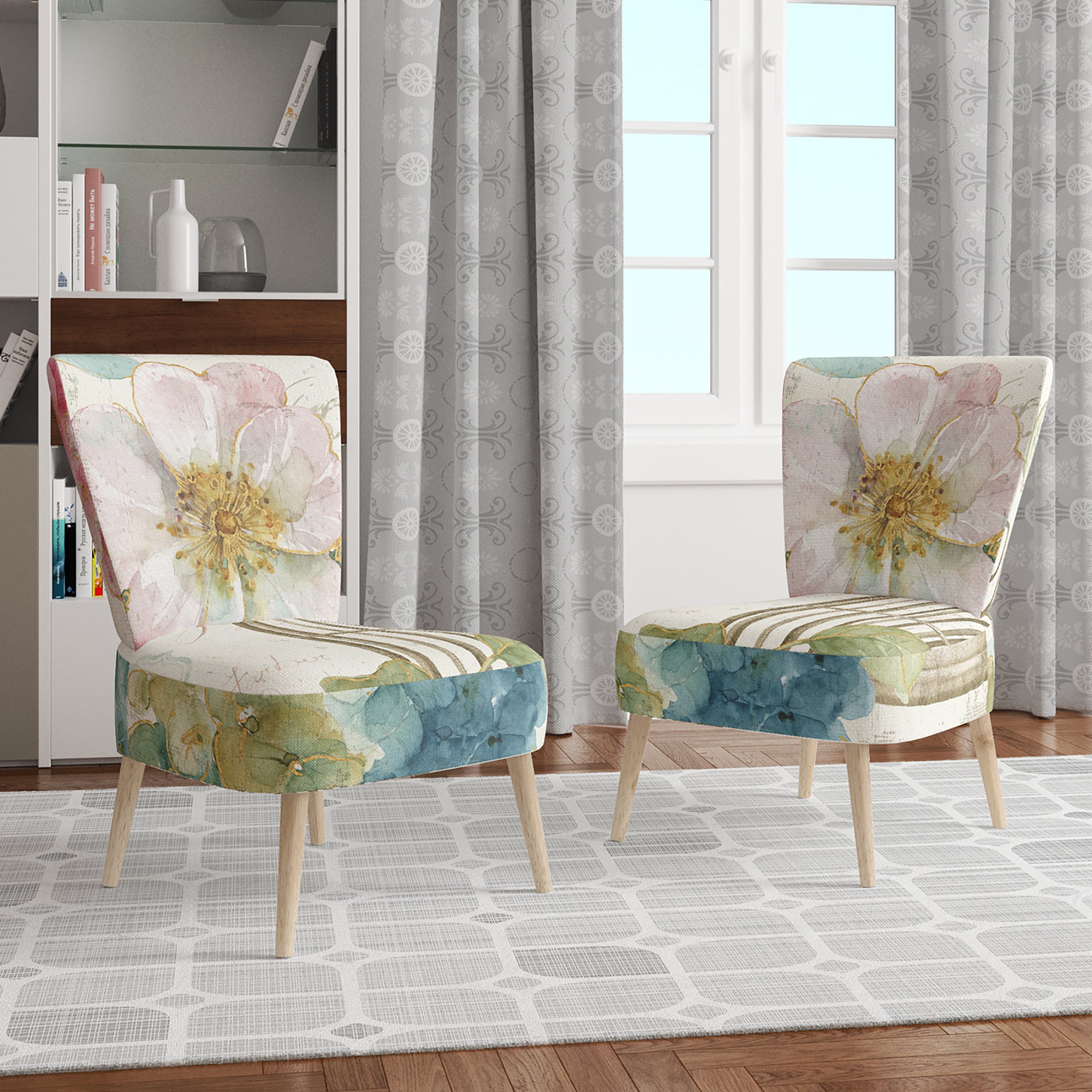 Vintage Floral Birdcage II Traditional Accent Chair