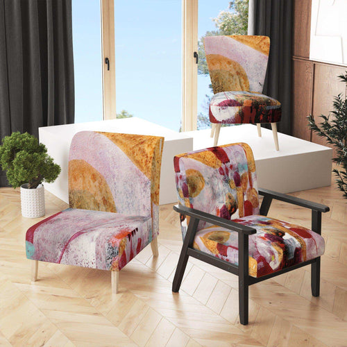 Abstract Watercolor with Red and Yellow - Modern Accent Chair