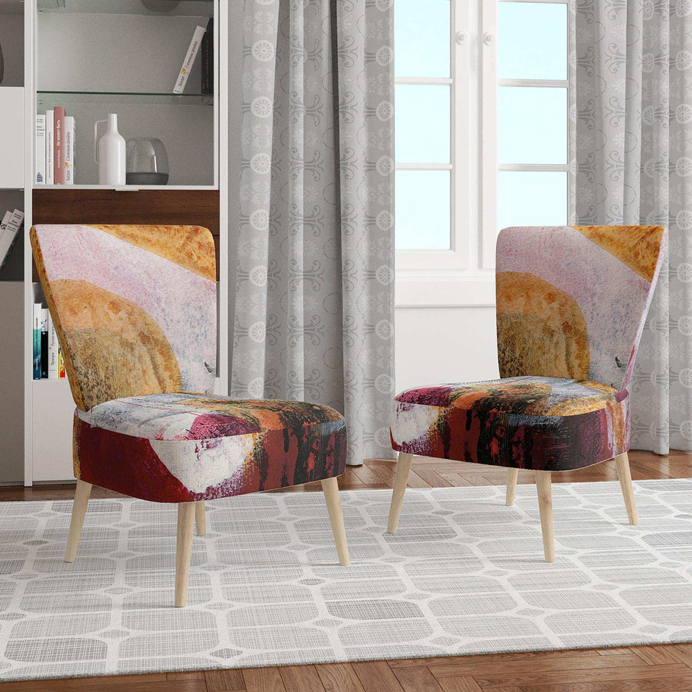 Abstract Watercolor with Red and Yellow Contemporary Accent Chair Side Chair