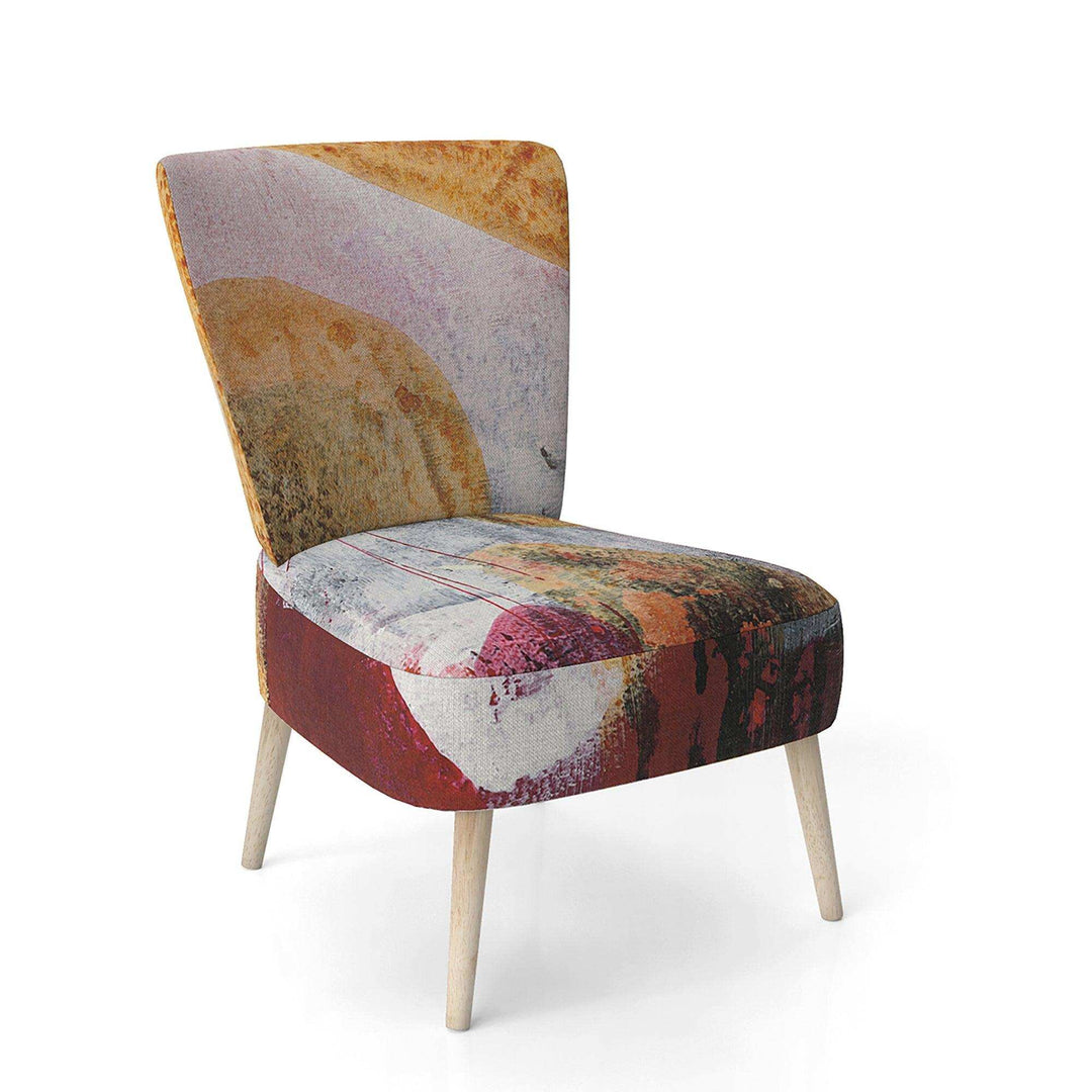 Abstract Watercolor with Red and Yellow Contemporary Accent Chair Side Chair