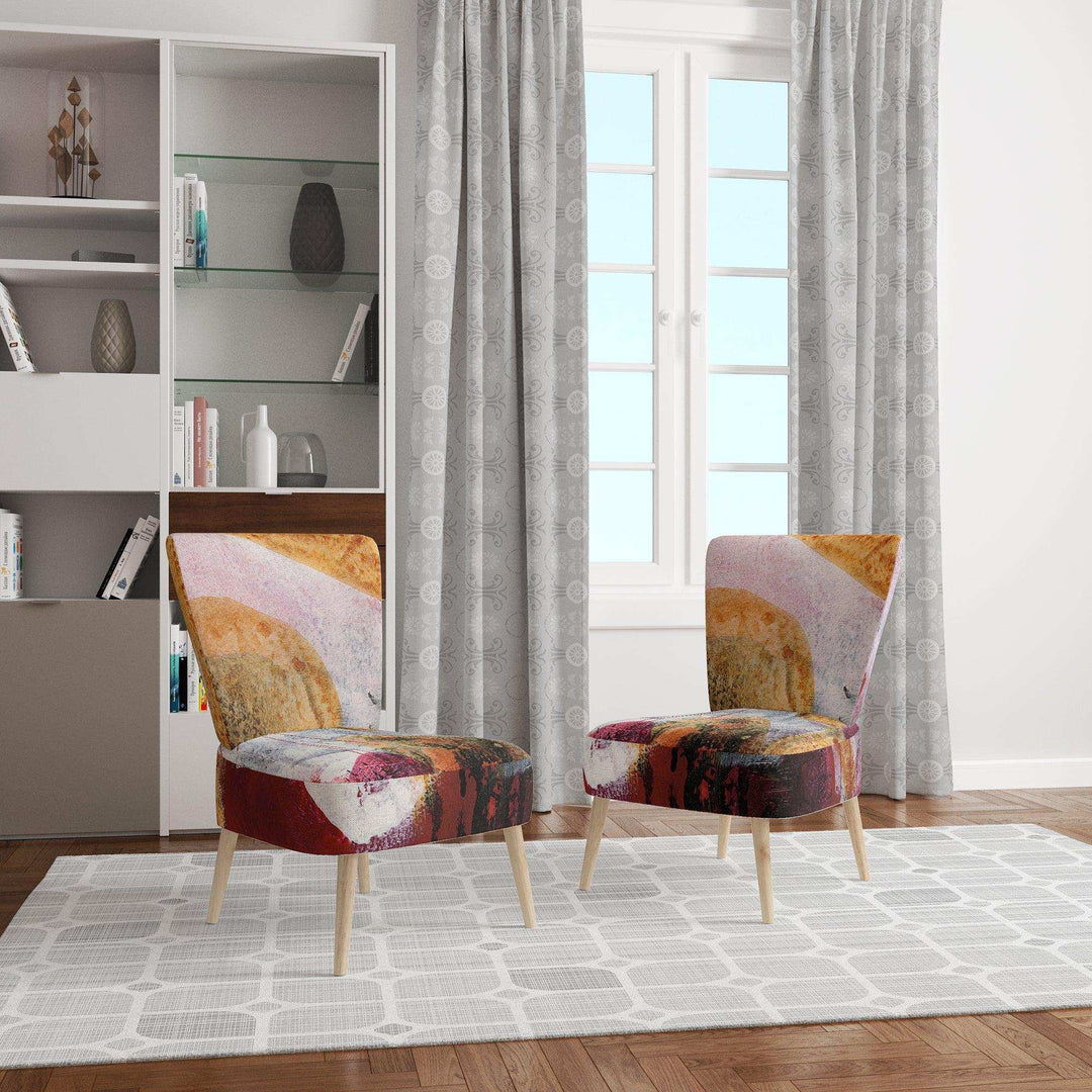 Abstract Watercolor with Red and Yellow Contemporary Accent Chair Side Chair