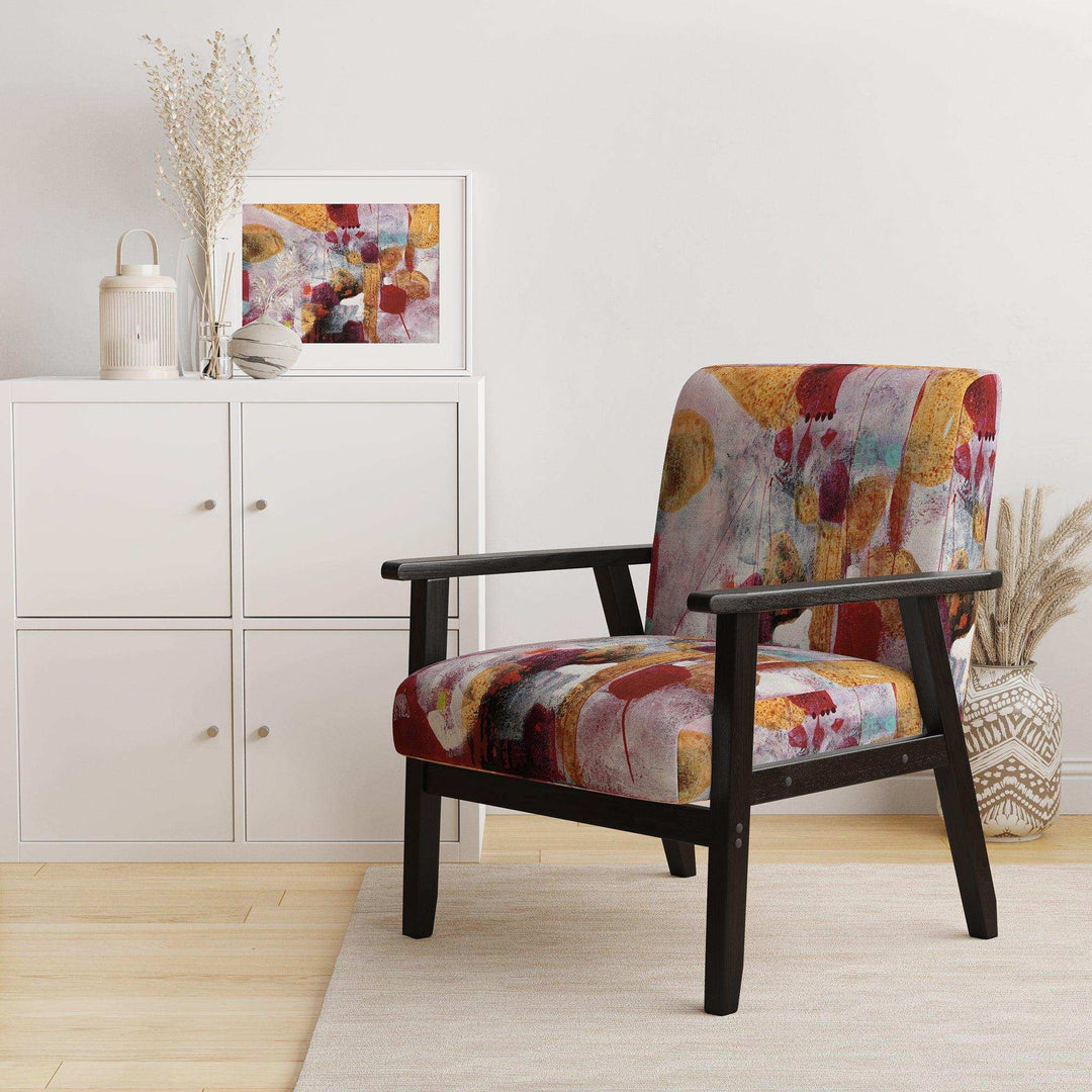 Abstract Watercolor with Red and Yellow Contemporary Accent Chair Arm Chair