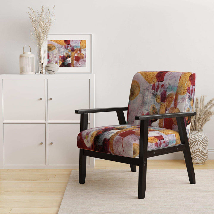 Abstract Watercolor with Red and Yellow Contemporary Accent Chair Arm Chair