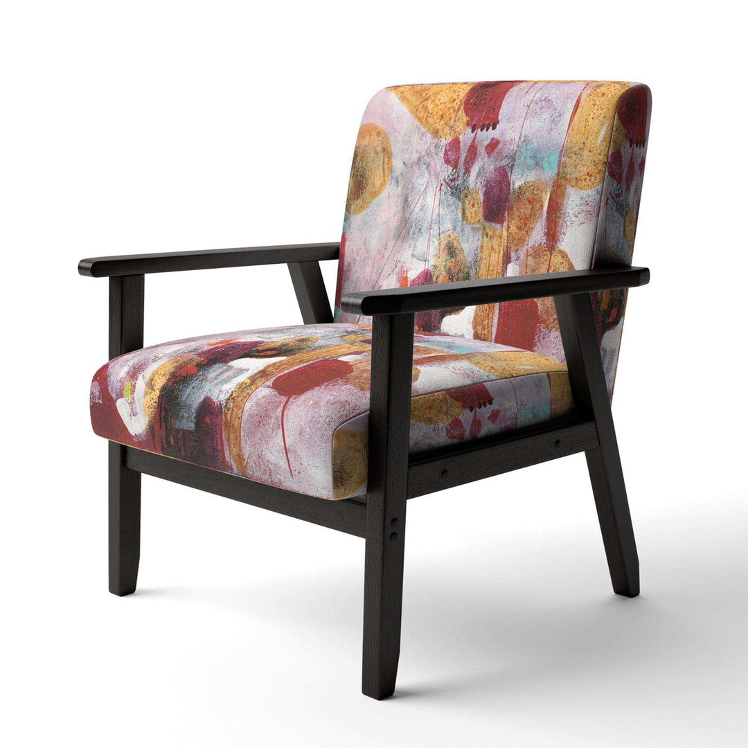 Abstract Watercolor with Red and Yellow Contemporary Accent Chair Arm Chair
