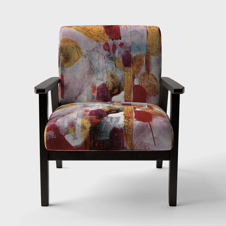 Abstract Watercolor with Red and Yellow Contemporary Accent Chair Arm Chair