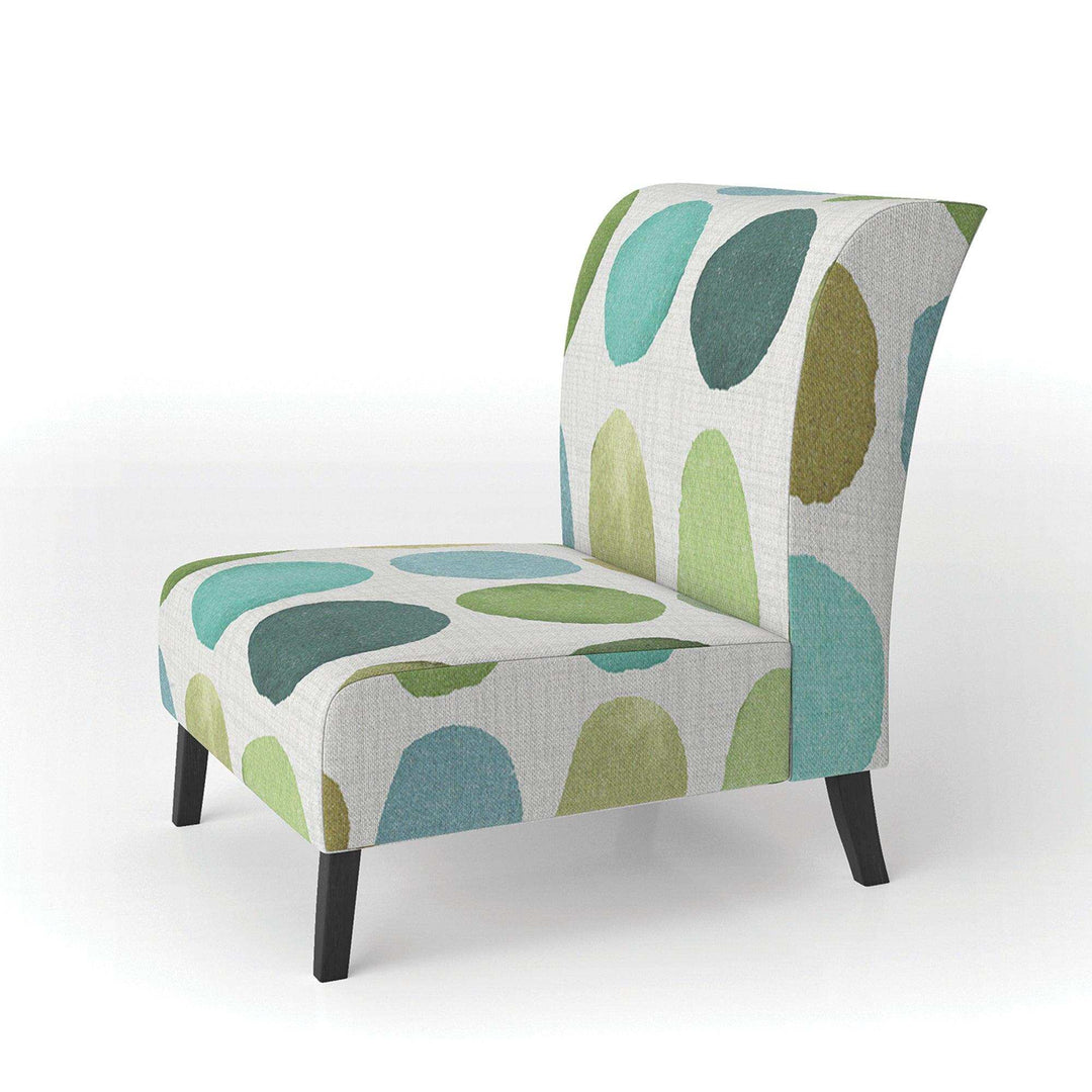 geometric Green Circle I Mid-Century Accent Chair