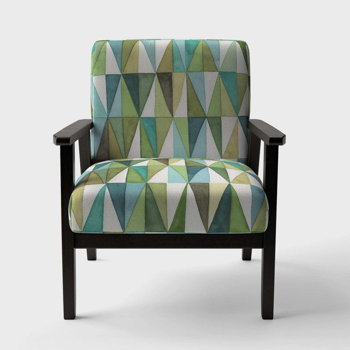 geometric Green Triangle III Mid-Century Accent Chair