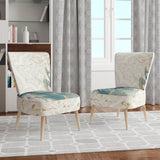 Damask Painted Gilded Feather on Blue Nautical & Coastal Accent Chair