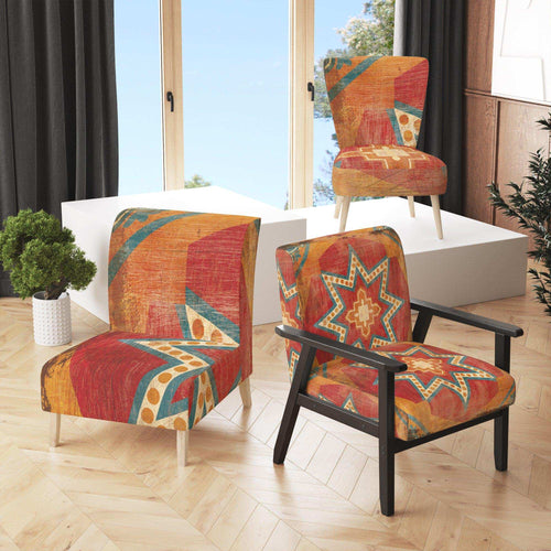 Moroccan Orange Tiles Collage I - Bohemian & Eclectic Accent Chair