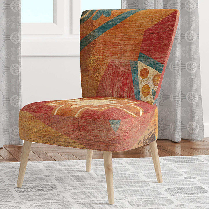 Moroccan Orange Tiles Collage I Bohemian Chic Accent Chair