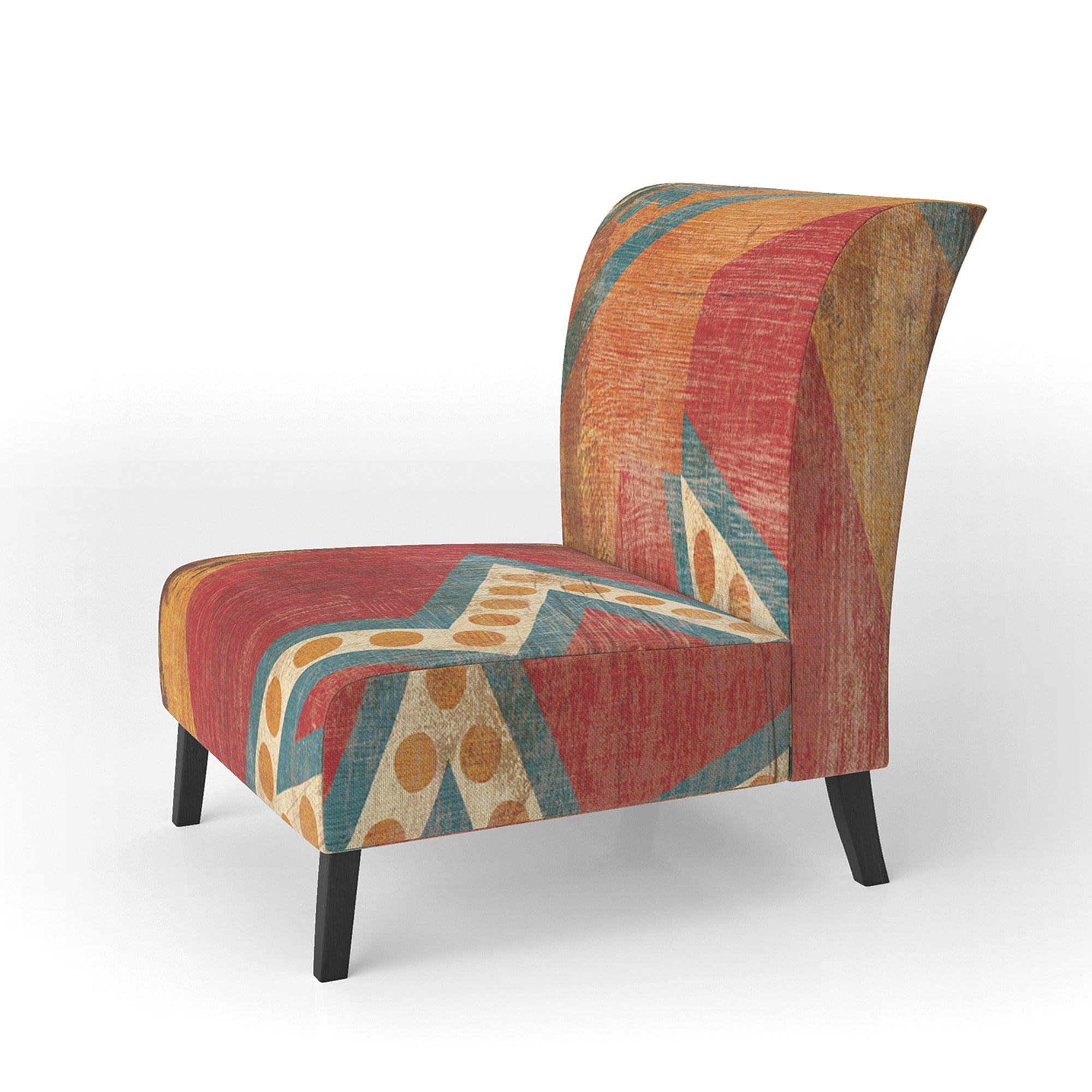 Moroccan Orange Tiles Collage I Bohemian Chic Accent Chair