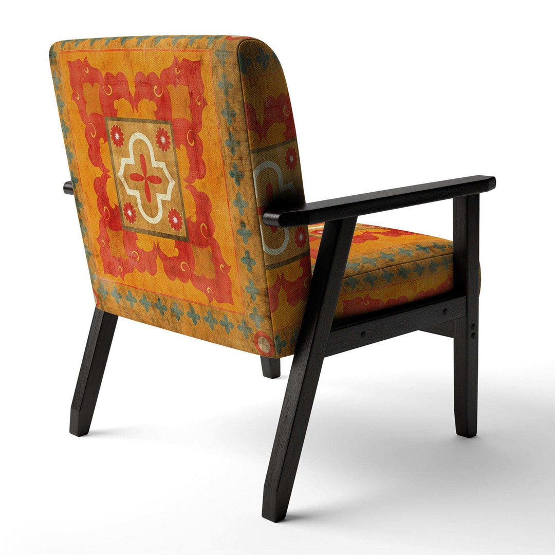 Moroccan Orange Tiles Collage II Bohemian Chic Accent Chair