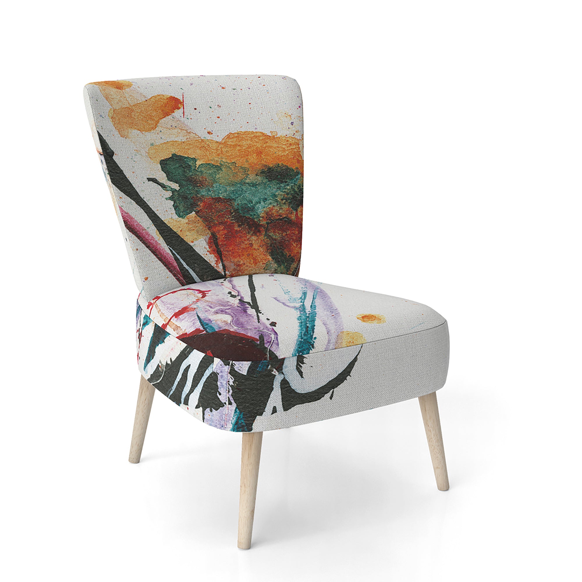 Abstract Orange Flowers Traditional Accent Chair Side Chair