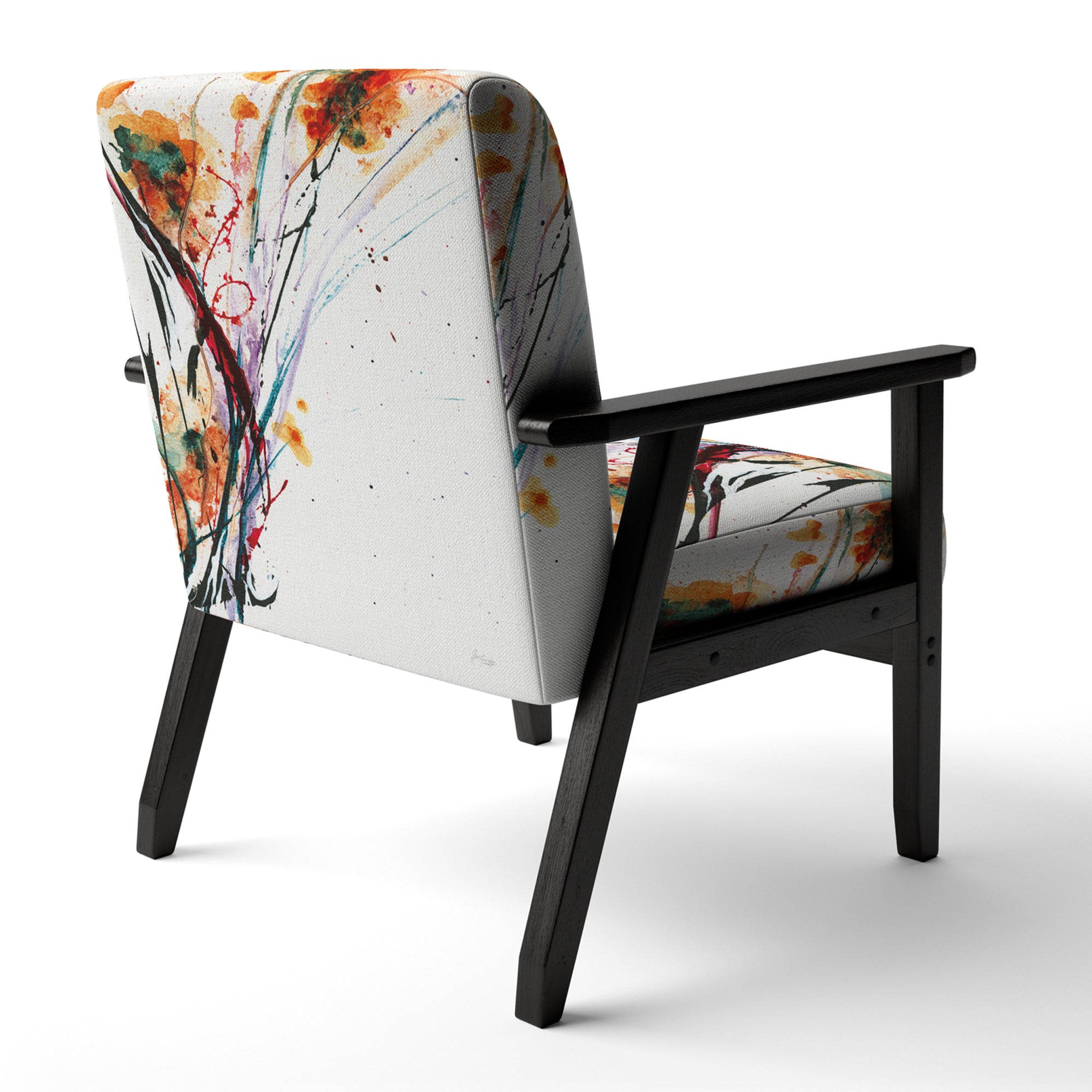 Abstract Orange Flowers Traditional Accent Chair Arm Chair