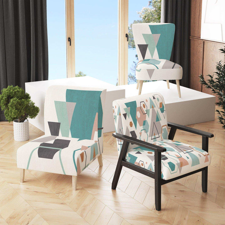 Geometric hexagons Pattern VI Transitional Accent Chair