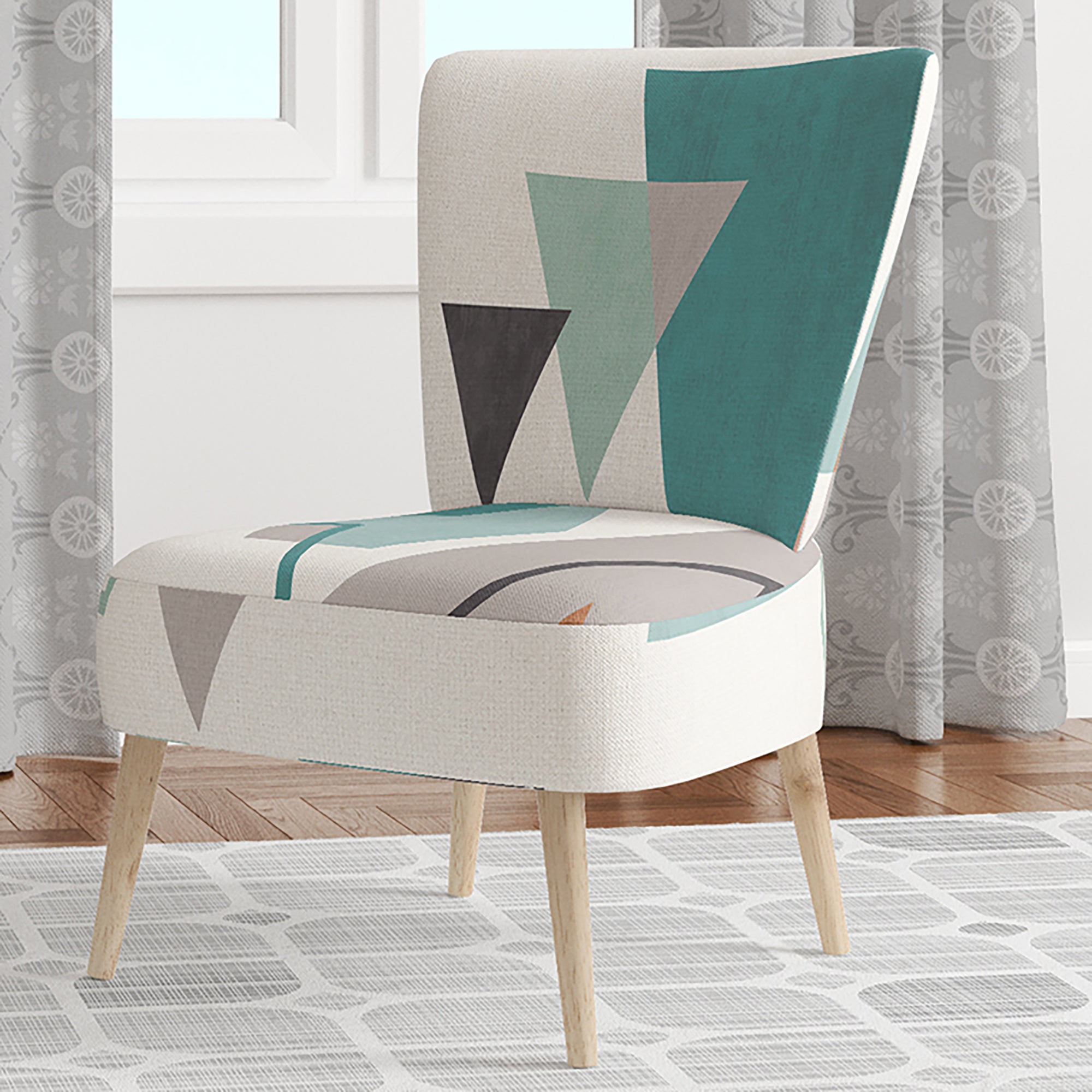 Geometric hexagons Pattern VI Transitional Accent Chair