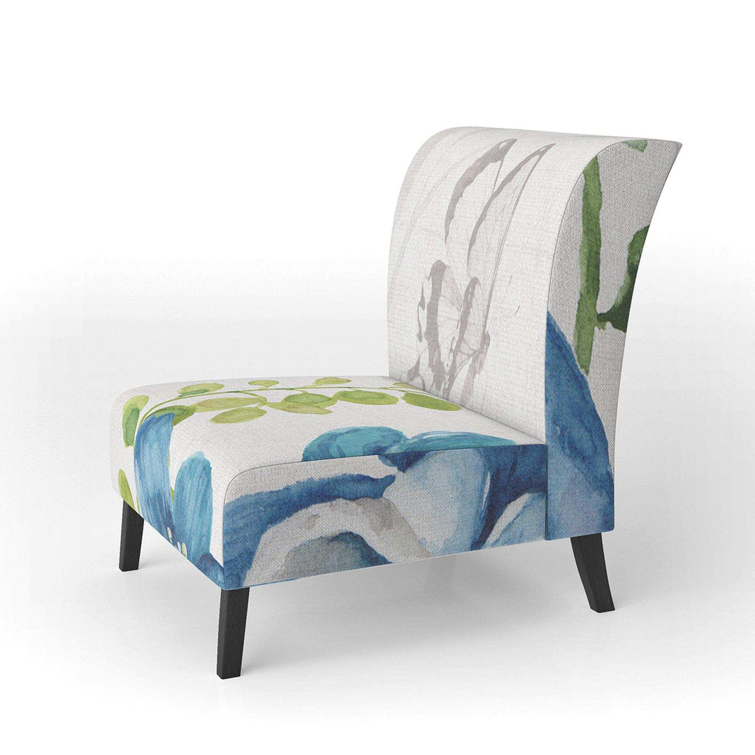 Blue Columbine Flowers With Butterfly Cabin &amp; Lodge Accent Chair