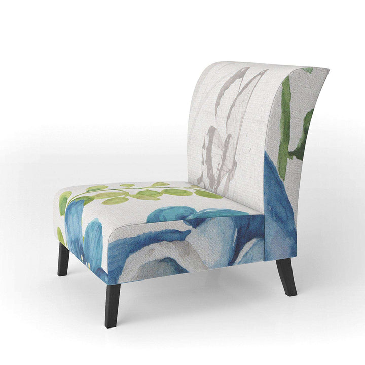 Blue Columbine Flowers With Butterfly Cabin &amp; Lodge Accent Chair