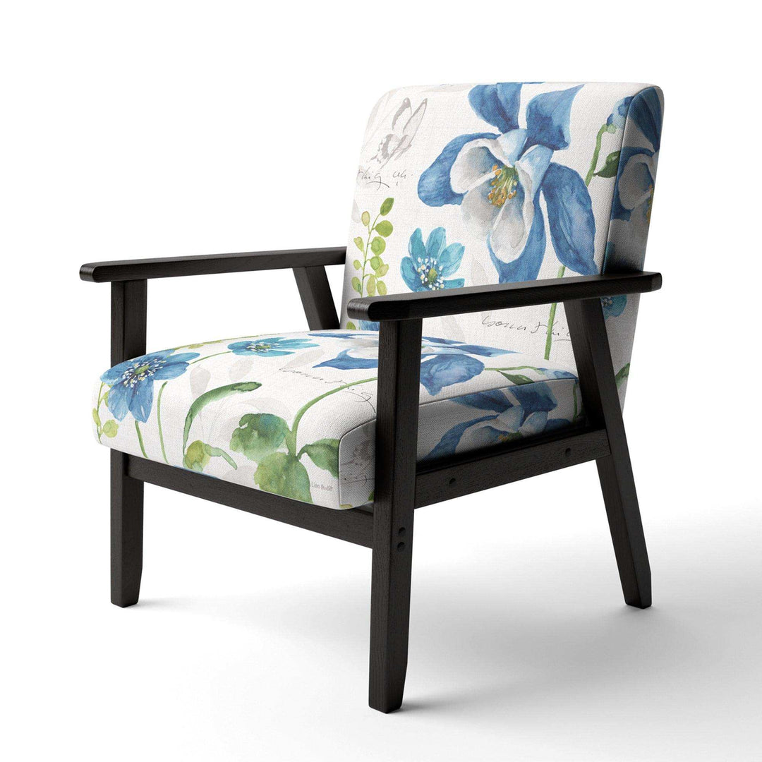 Blue Columbine Flowers With Butterfly Cabin &amp; Lodge Accent Chair