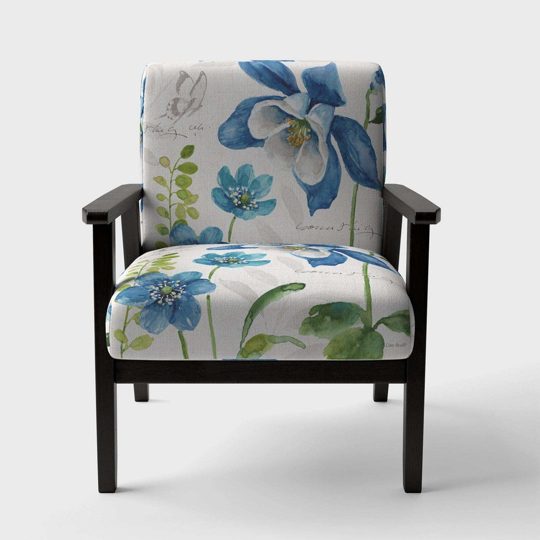 Blue Columbine Flowers With Butterfly Cabin &amp; Lodge Accent Chair