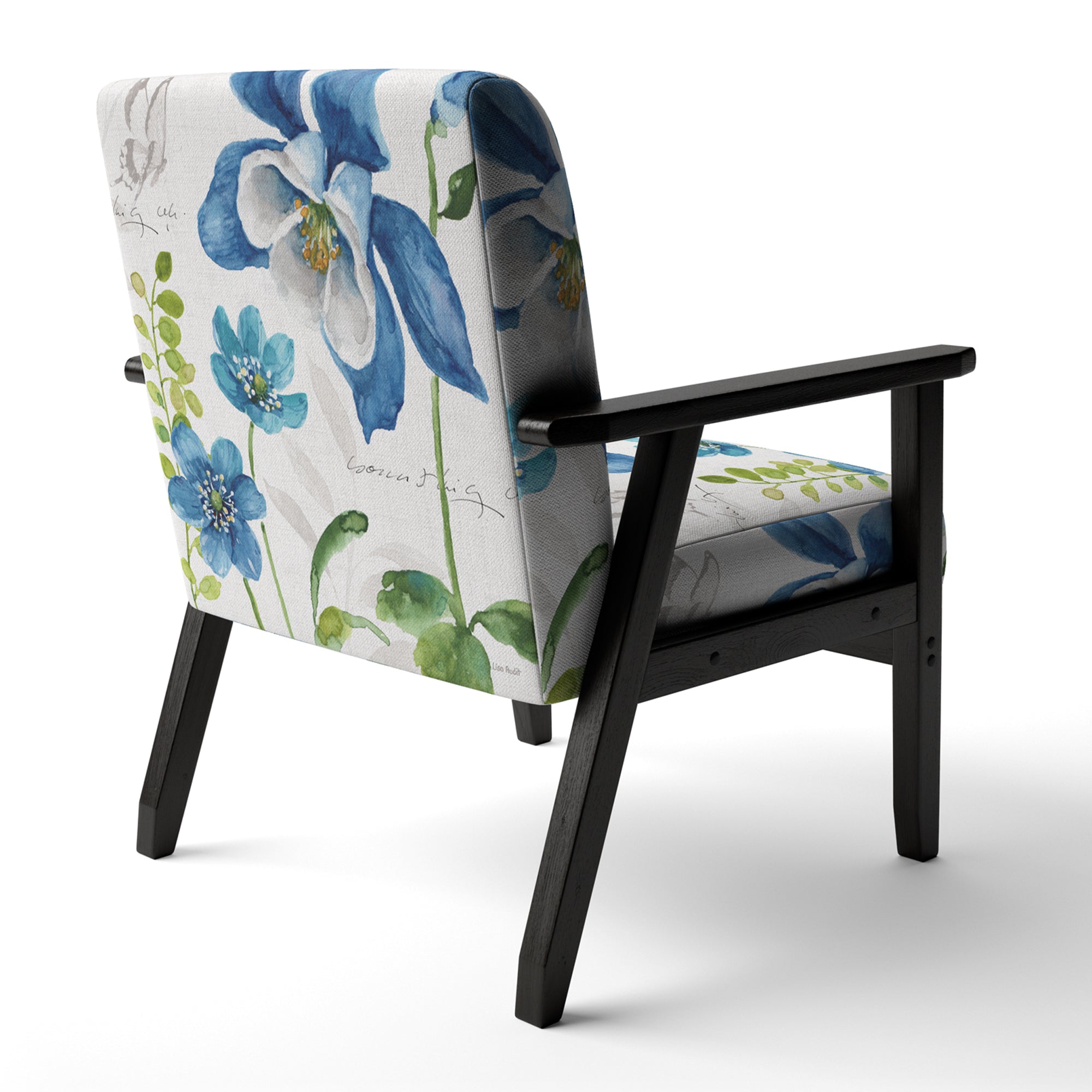 Blue Columbine Flowers With Butterfly Cabin & Lodge Accent Chair