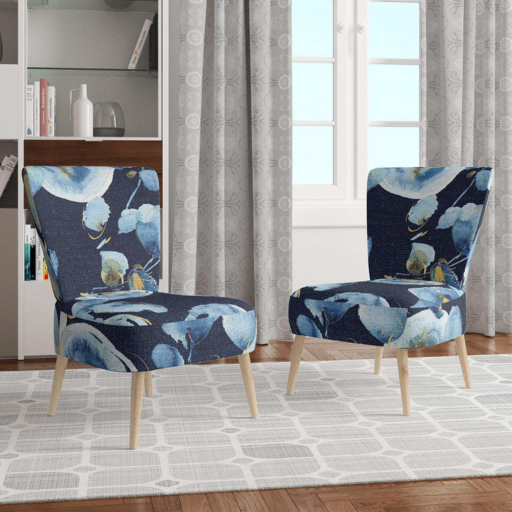 Indigold metallic Flower Pattern Floral Upholstered Accent Chair