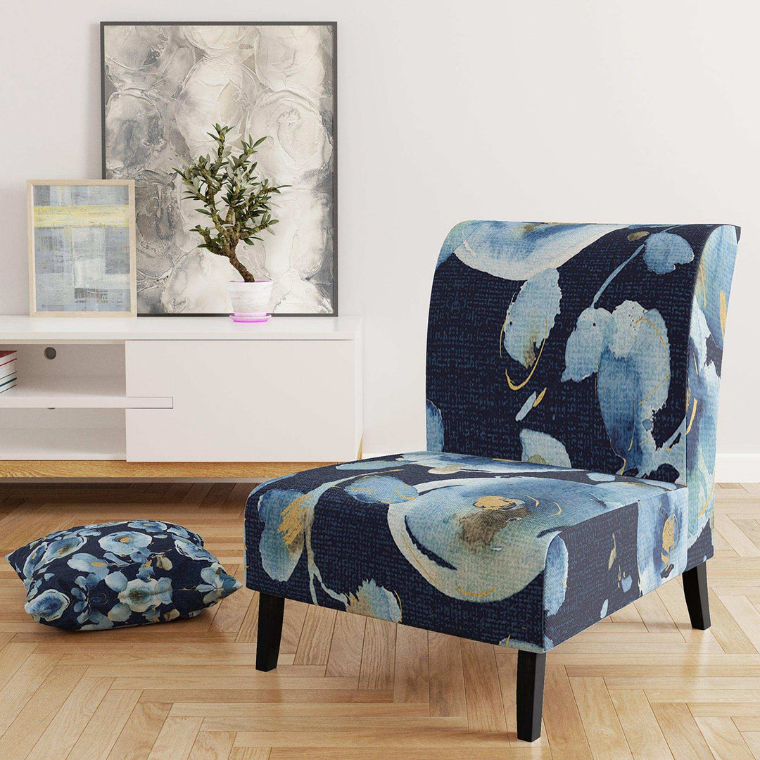 Indigold metallic Flower Pattern Floral Upholstered Accent Chair
