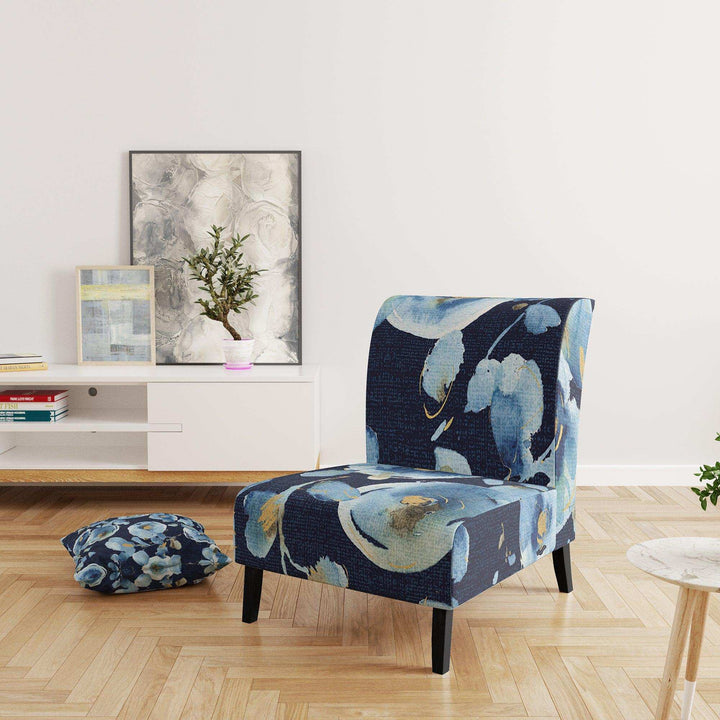 Indigold metallic Flower Pattern Floral Upholstered Accent Chair