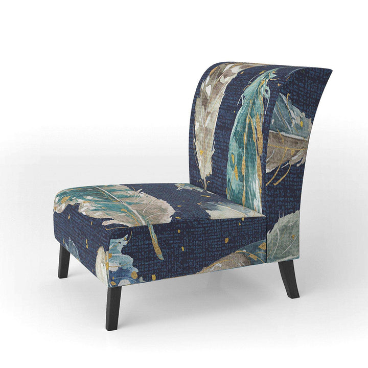Indigold metallic feathers Pattern Floral Accent Chair