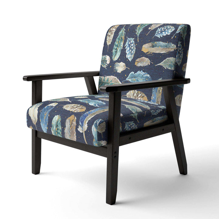 Indigold metallic feathers Pattern Floral Accent Chair