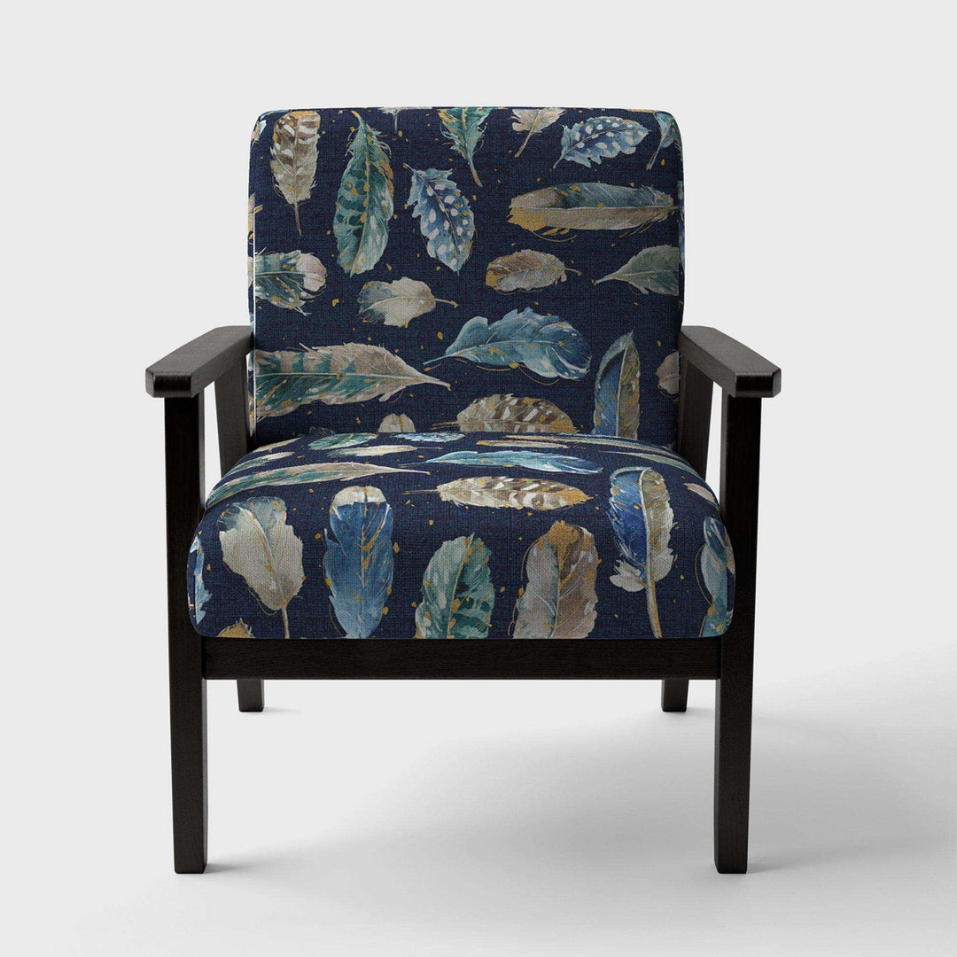 Indigold metallic feathers Pattern Floral Accent Chair
