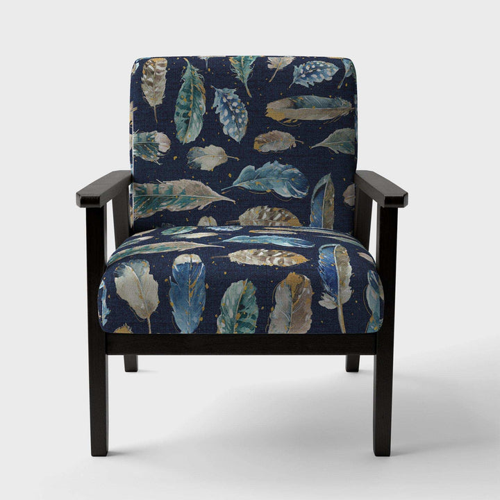 Indigold metallic feathers Pattern Floral Accent Chair