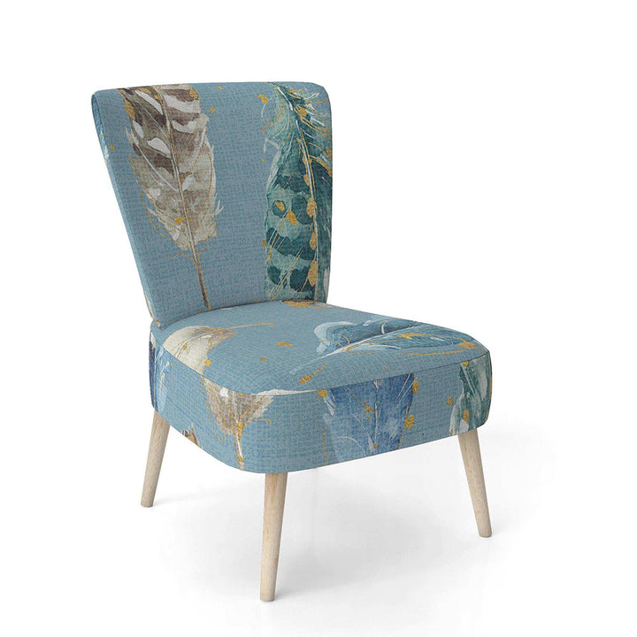 Indigold Feathers Turquoise Pattern Floral Accent Chair