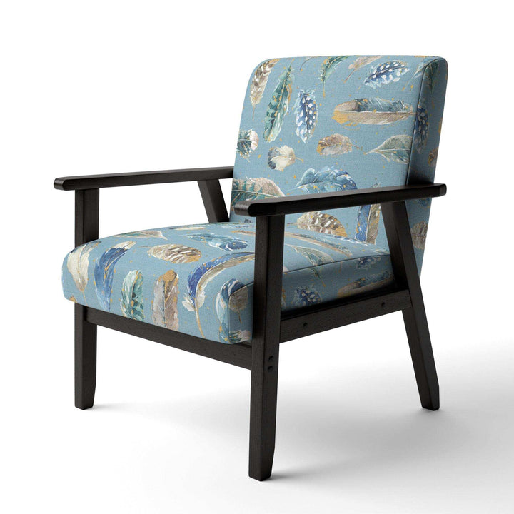 Indigold Feathers Turquoise Pattern Floral Accent Chair