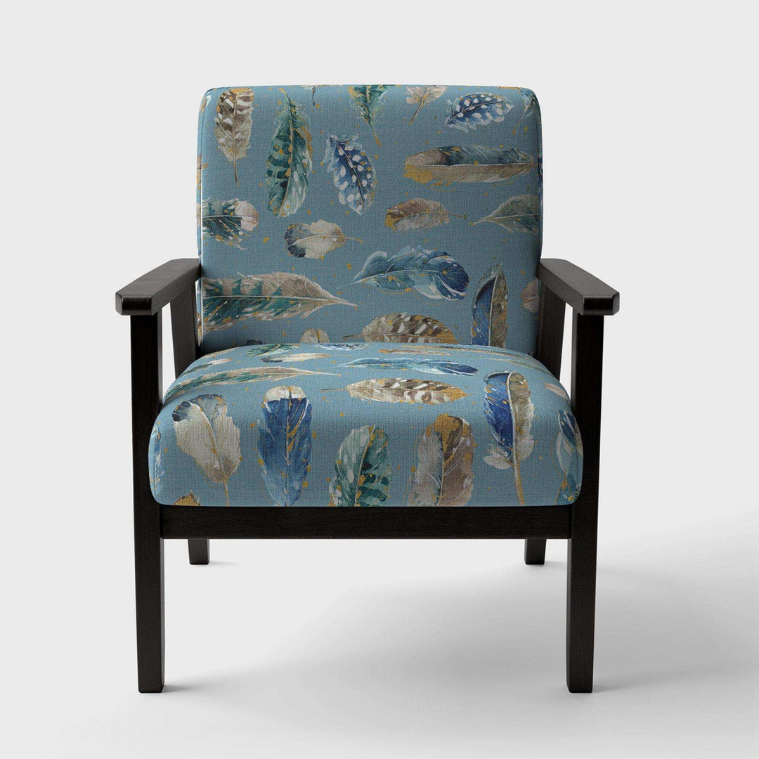 Indigold Feathers Turquoise Pattern Floral Accent Chair