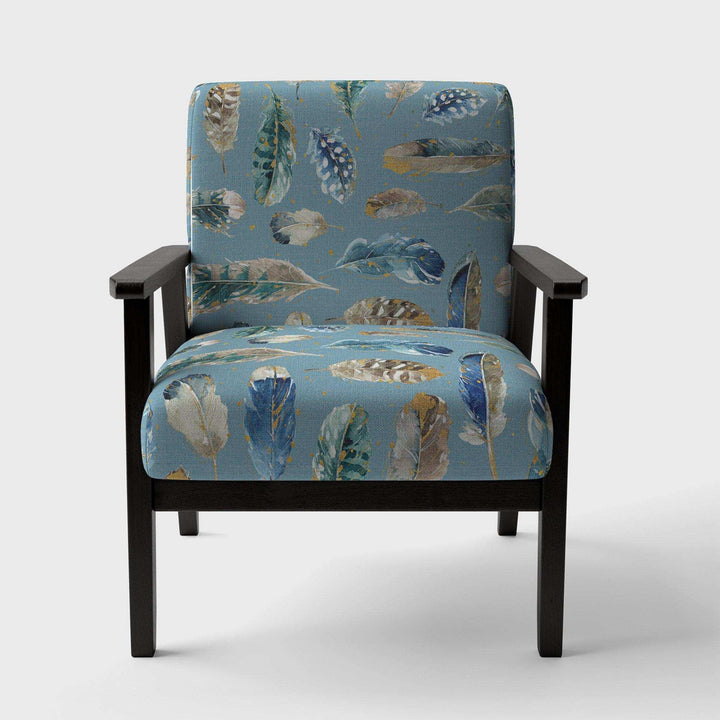 Indigold Feathers Turquoise Pattern Floral Accent Chair