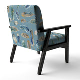 Indigold Feathers Turquoise Pattern Floral Accent Chair
