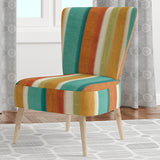 Blue, Green and Orange Vertical Abstract Stripes Mid-Century Accent Chair
