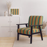 Blue, Green and Orange Vertical Abstract Stripes Mid-Century Accent Chair