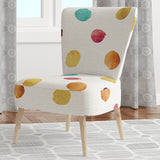 Orange Blue and Purple Polka Dot Pattern Transitional Accent Chair