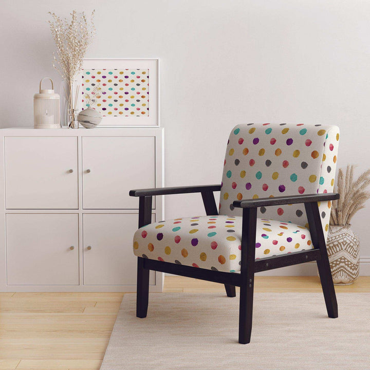 Orange Blue and Purple Polka Dot Pattern Transitional Accent Chair