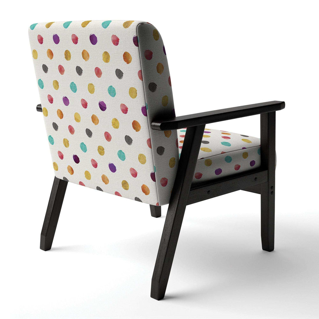 Orange Blue and Purple Polka Dot Pattern Transitional Accent Chair