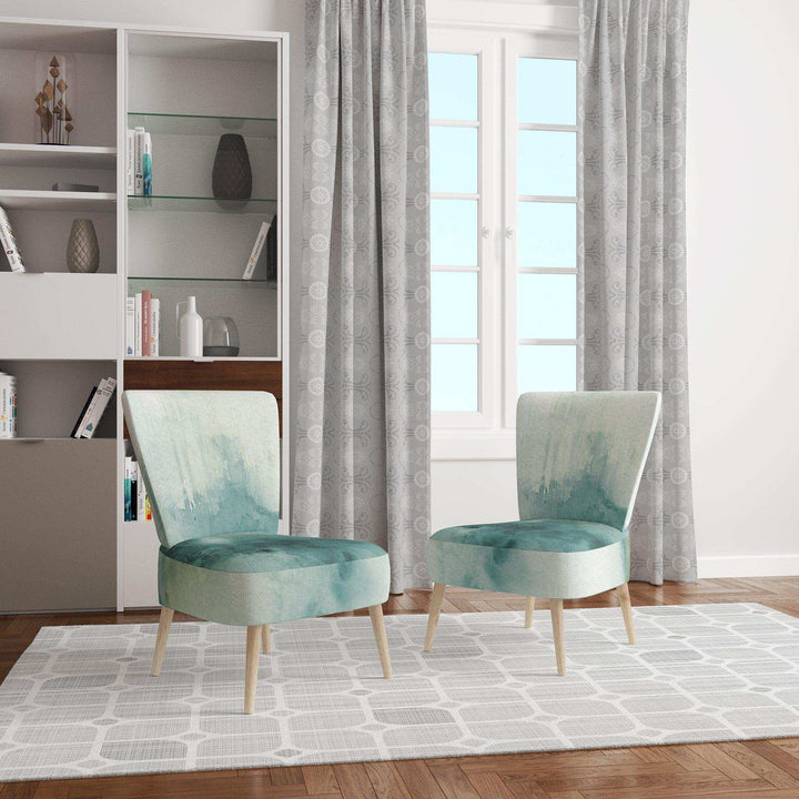 Lost into the Blue Mid-Century Accent Chair