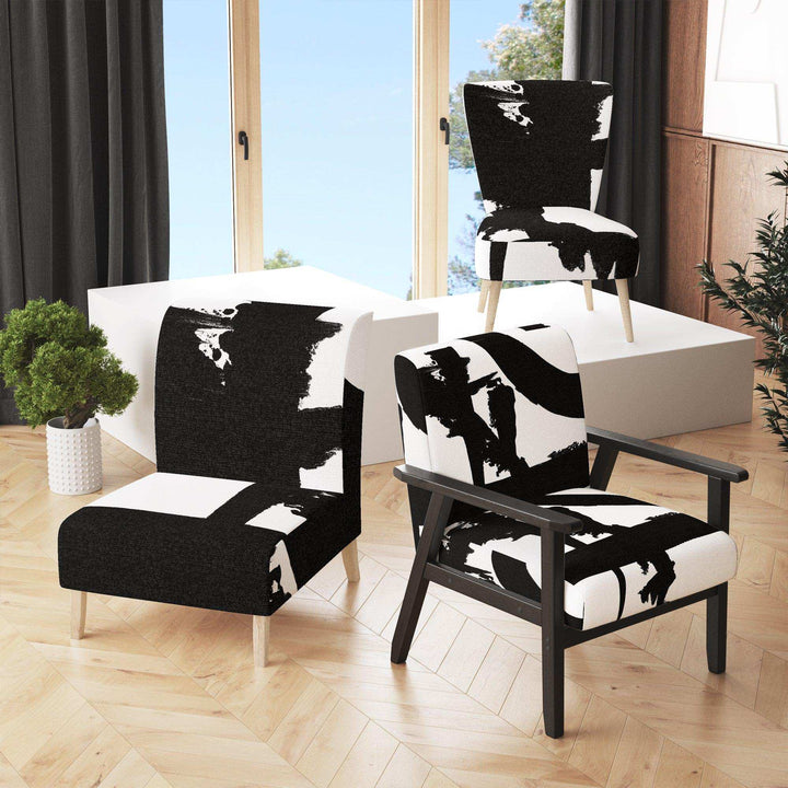 Black &amp; White Crossing Paths I Modern Accent Chair