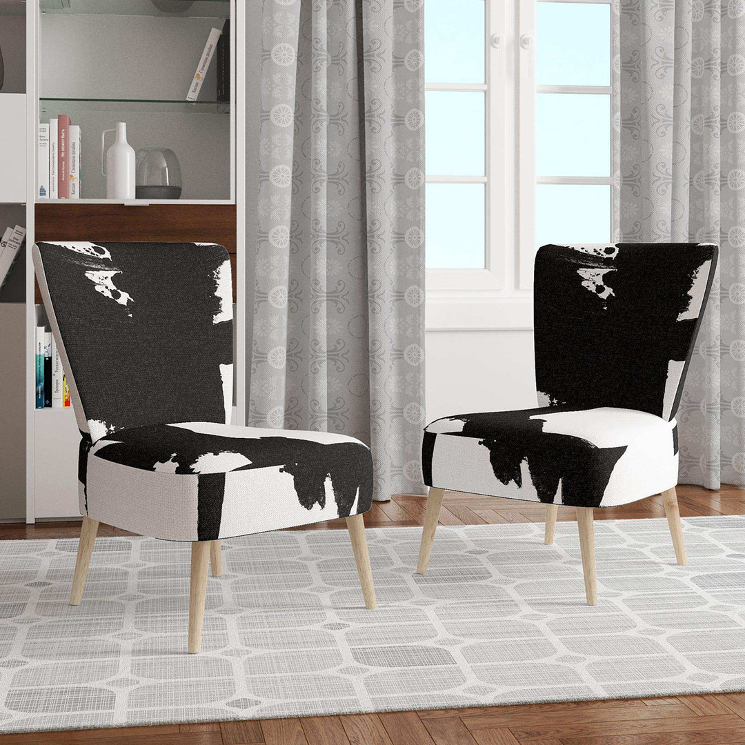 Black &amp; White Crossing Paths I Modern Accent Chair